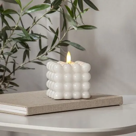LED Blockljus Flamme Dot 7,5x9,5 cm - Vit - Belysning & el - Inomhusbelysning & lampor - Dekorationsbelysning