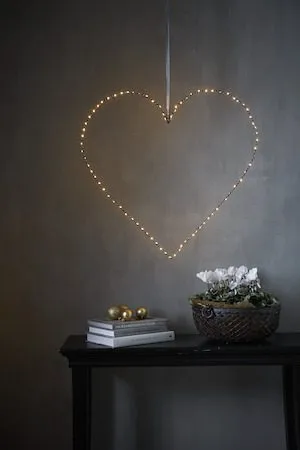 Mira Hängande LED-Hjärta 70 cm 80 Varmvita Ljus - Svart - Belysning & el - Inomhusbelysning & lampor - Dekorationsbelysning