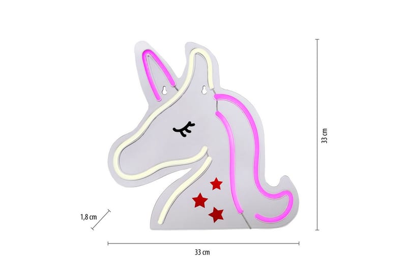 Neon-Enhörning Just Light Dekorationslampa - Multicolored - Belysning & el - Inomhusbelysning & lampor - Dekorationsbelysning