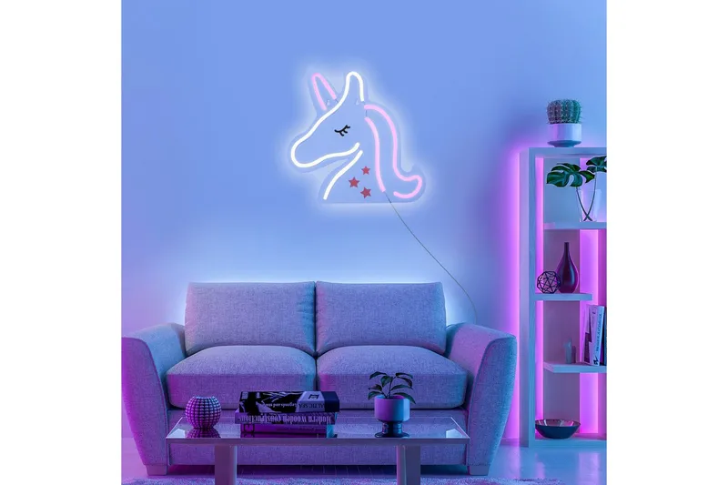 Neon-Enhörning Just Light Dekorationslampa - Multicolored - Belysning & el - Inomhusbelysning & lampor - Dekorationsbelysning