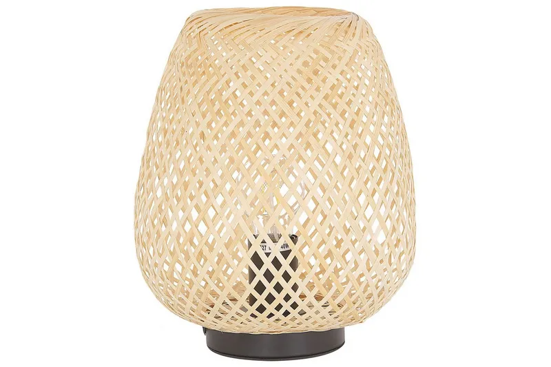 Bomu Bordslampa 30 cm E27, Ljus trä/Vit