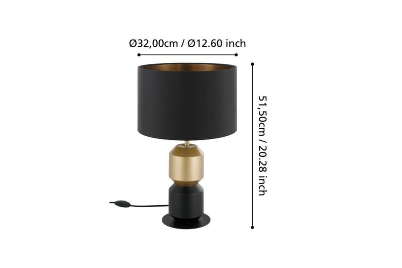 Bordslampa Eglo Laurignano Svart/Guld - Belysning & el - Inomhusbelysning & lampor - Sänglampor & nattduksbordslampa - Sänglampa bord