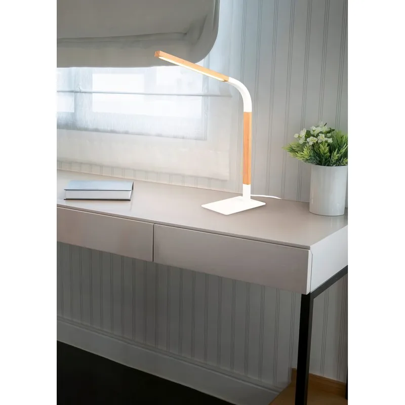 Bordslampa Norris - Mattvit/trä - Belysning & el - Inomhusbelysning & lampor - Sänglampor & nattduksbordslampa - Sänglampa bord