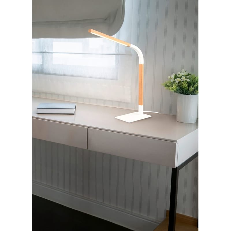 Bordslampa Norris - Mattvit/trä - Belysning & el - Inomhusbelysning & lampor - Sänglampor & nattduksbordslampa - Sänglampa bord