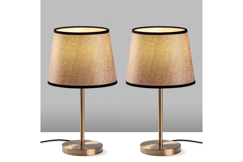 Bordslampset (2 stycken) Jaspal Antik / Svart - Antik / Svart - Belysning & el - Inomhusbelysning & lampor - Sänglampor & nattduksbordslampa - Sänglampa bord