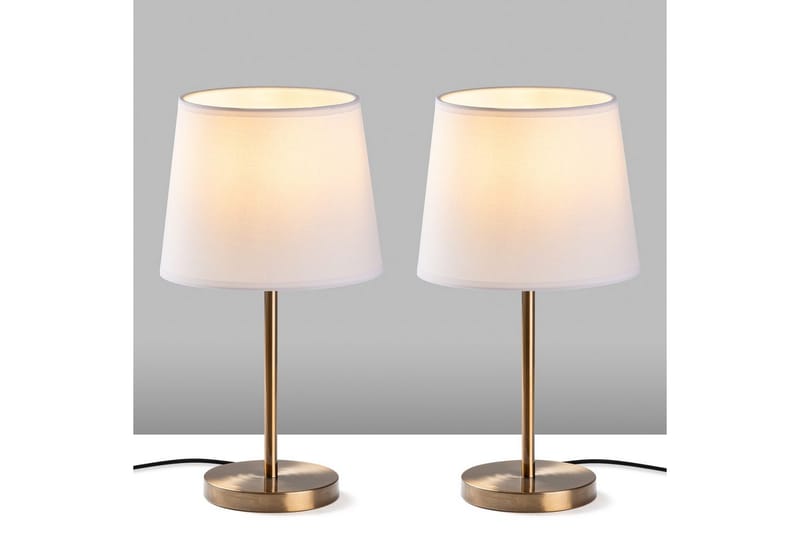 Bordslampset (2 stycken) Jaspal Antik / Vit - Antik / Vit - Belysning & el - Inomhusbelysning & lampor - Sänglampor & nattduksbordslampa - Sänglampa bord
