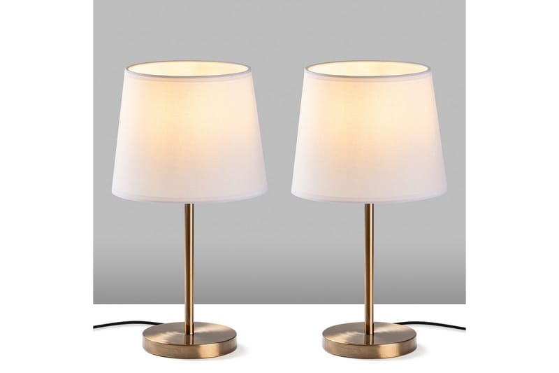 Bordslampset (2 stycken) Jaspal Antik / Vit - Antik / Vit - Belysning & el - Inomhusbelysning & lampor - Sänglampor & nattduksbordslampa - Sänglampa bord