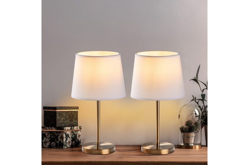 Bordslampset (2 stycken) Jaspal Antik / Vit - Antik / Vit - Belysning & el - Inomhusbelysning & lampor - Sänglampor & nattduksbordslampa - Sänglampa bord