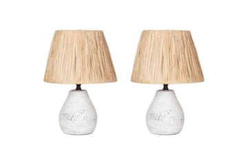 Favignito Bordslampa 2 st 31 cm E27 - Vit/Natur - Belysning & el - Inomhusbelysning & lampor - Sänglampor & nattduksbordslampa - Sänglampa bord