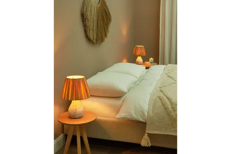 Favignito Bordslampa 2 st 31 cm E27 - Vit/Natur - Belysning & el - Inomhusbelysning & lampor - Sänglampor & nattduksbordslampa - Sänglampa bord