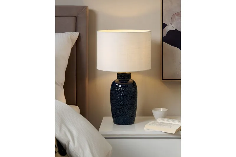 Samoste Bordslampa 53 cm E27 - Marinblå/Vit - Belysning & el - Inomhusbelysning & lampor - Sänglampor & nattduksbordslampa - Sänglampa bord