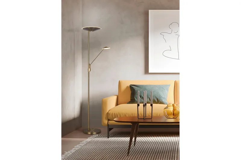 Brantford LED Golvlampa antikmässing. - Mässing - Belysning & el - Inomhusbelysning & lampor - Sovrumslampa