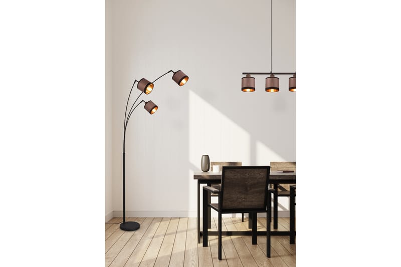 Davos Golvlampa 3L E14 mattsvart/ greige - Matt svart/Greige - Belysning & el - Inomhusbelysning & lampor - Sovrumslampa