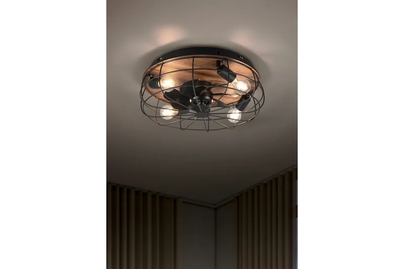 Fläkt TRIO Trondheim Mattsvart/trä - Mattsvart/trä - Belysning & el - Inomhusbelysning & lampor - Sovrumslampa - Taklampa sovrum