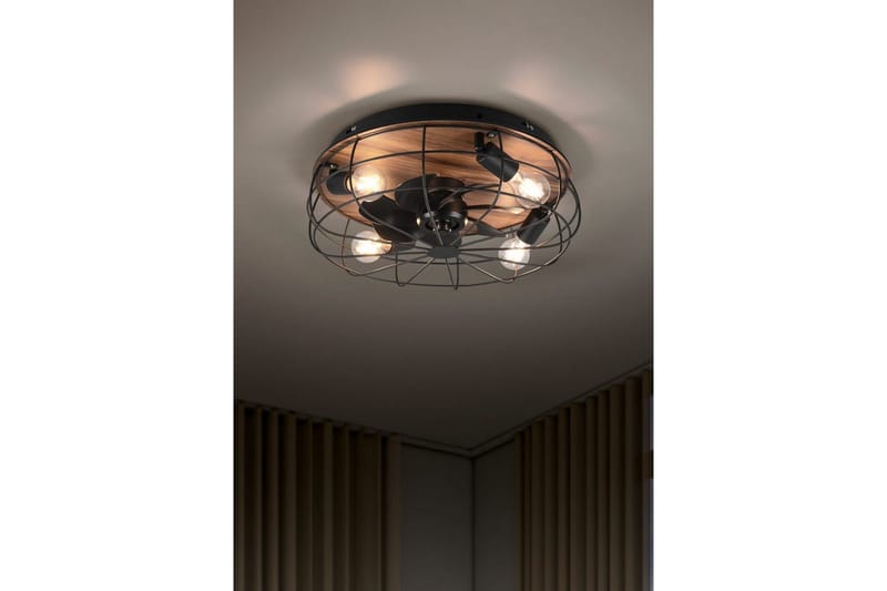 Fläkt TRIO Trondheim Mattsvart/trä - Mattsvart/trä - Belysning & el - Inomhusbelysning & lampor - Sovrumslampa - Taklampa sovrum