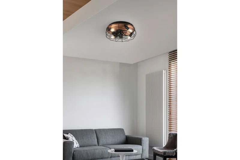 Fläkt TRIO Trondheim Mattsvart/trä - Mattsvart/trä - Belysning & el - Inomhusbelysning & lampor - Sovrumslampa - Taklampa sovrum