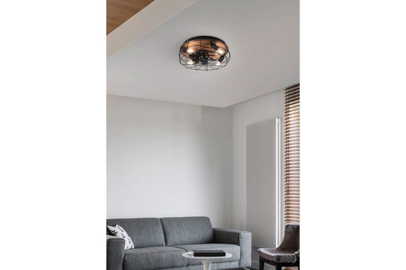 Fläkt TRIO Trondheim Mattsvart/trä - Mattsvart/trä - Belysning & el - Inomhusbelysning & lampor - Sovrumslampa - Taklampa sovrum