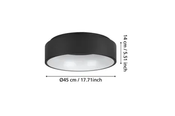 Plafond Eglo Marghera 45 cm, Svart - 45 cm, Svart - Belysning & el - Inomhusbelysning & lampor - Sovrumslampa - Taklampa sovrum