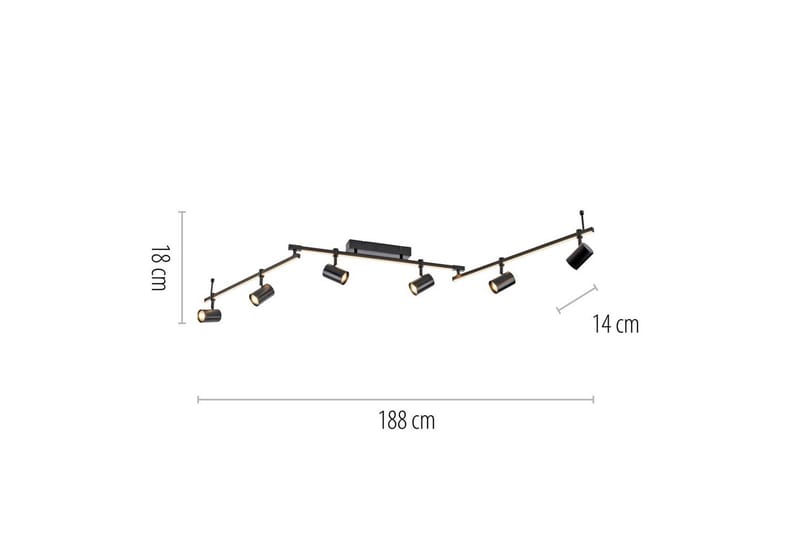 Taklampa Barik - 120x21x188 cm - Belysning & el - Inomhusbelysning & lampor - Sovrumslampa - Taklampa sovrum