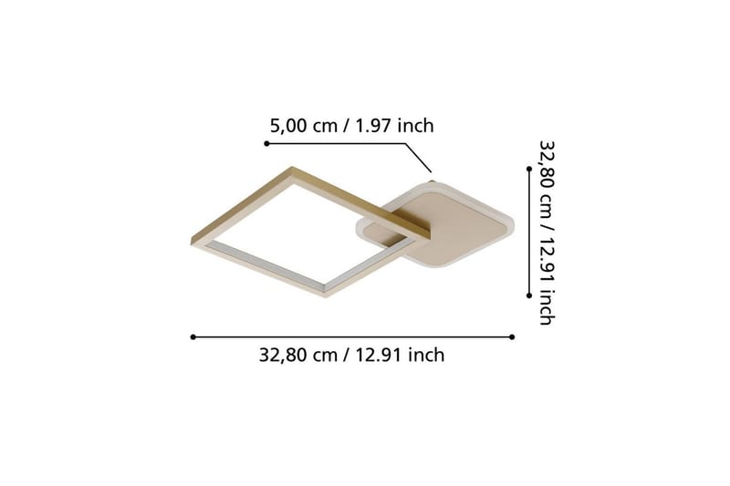 Taklampa Eglo Gafares Kvadrat Guldfärgad/Vit - Guld/Vit - Belysning & el - Inomhusbelysning & lampor - Sovrumslampa - Taklampa sovrum