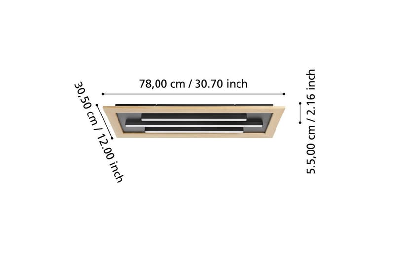Taklampa Eglo Tirrenara 780x305 mm - Svart/Brun - Belysning & el - Inomhusbelysning & lampor - Sovrumslampa - Taklampa sovrum