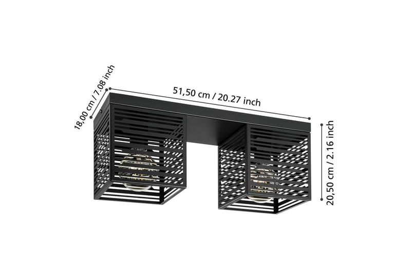 Taklampa Eglo Piedritas med 2 Lampor - Svart - Belysning & el - Inomhusbelysning & lampor - Sovrumslampa - Taklampa sovrum