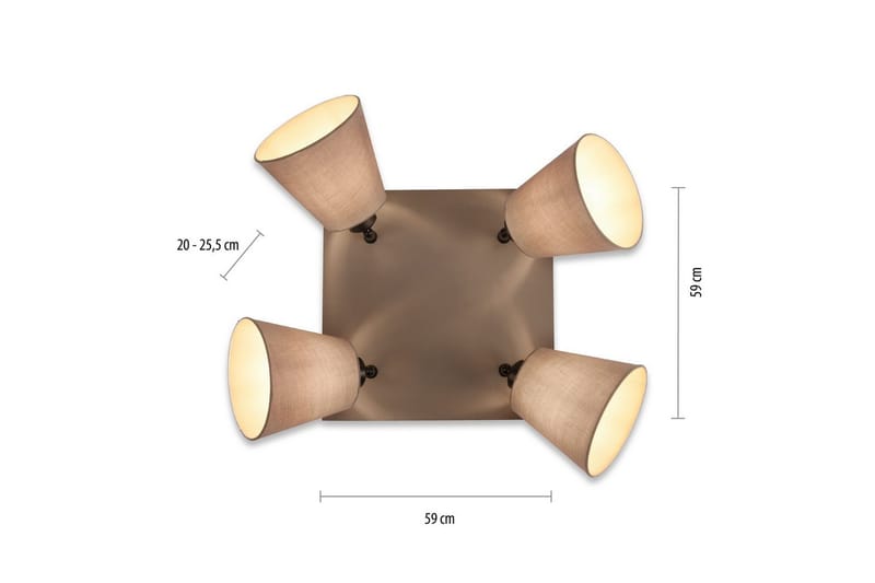 Taklampa Riala - 59x25,5x59 cm - Belysning & el - Inomhusbelysning & lampor - Sovrumslampa - Taklampa sovrum