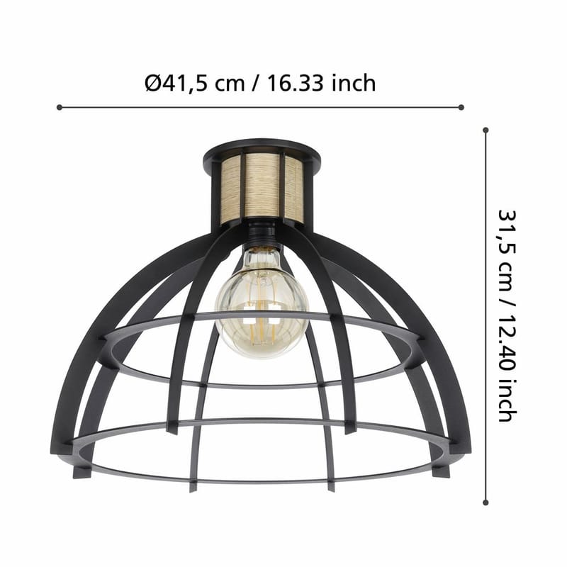 Taklampa Stillington - Svart/Fanér - Belysning & el - Inomhusbelysning & lampor - Sovrumslampa - Taklampa sovrum