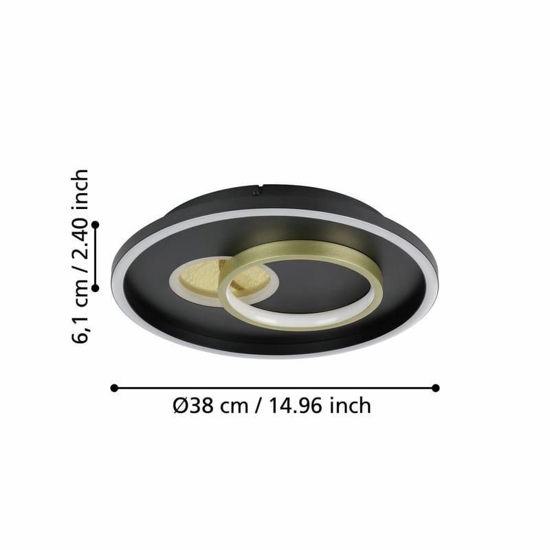 Vägg-/Taklampa Tiriolo - Svart/Guld - Belysning & el - Inomhusbelysning & lampor - Sovrumslampa - Taklampa sovrum