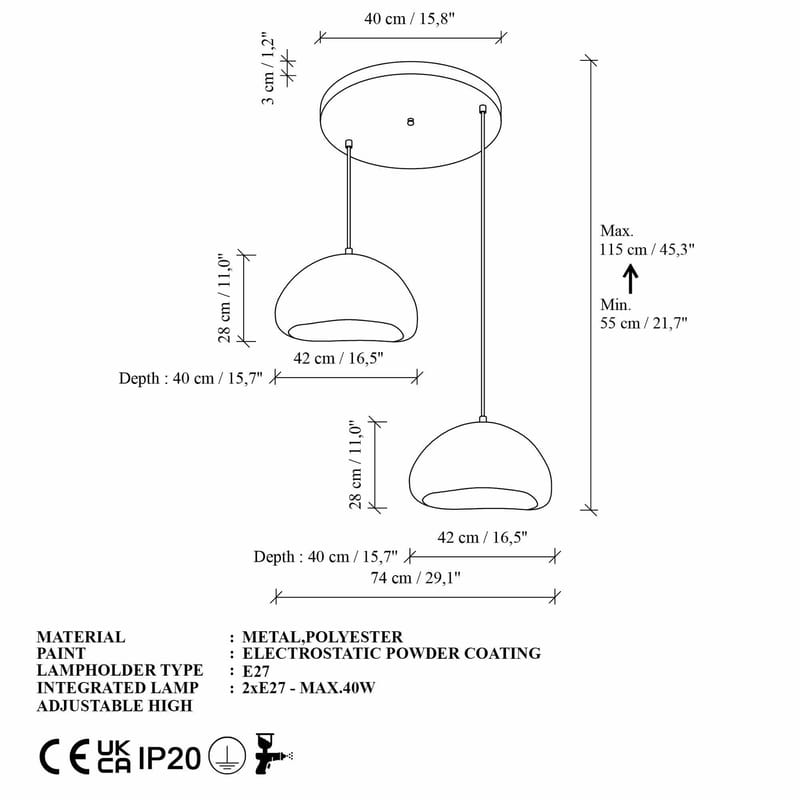 Cadros Pendellampa - Vit - Belysning & el - Inomhusbelysning & lampor - Taklampa & takbelysning - Kristallkrona & takkrona
