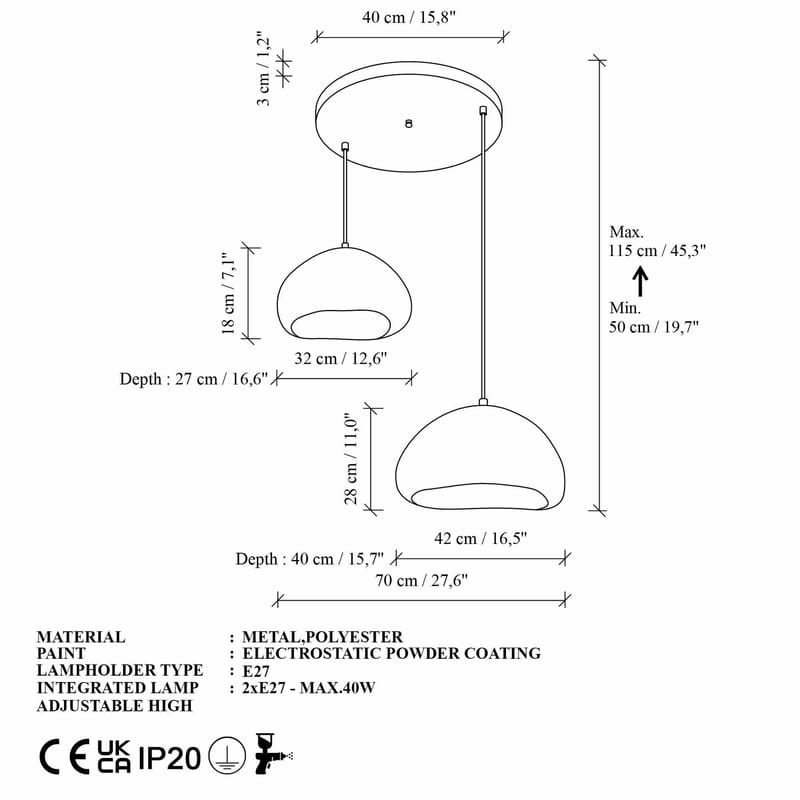 Cadros Pendellampa - Vit - Belysning & el - Inomhusbelysning & lampor - Taklampa & takbelysning - Kristallkrona & takkrona