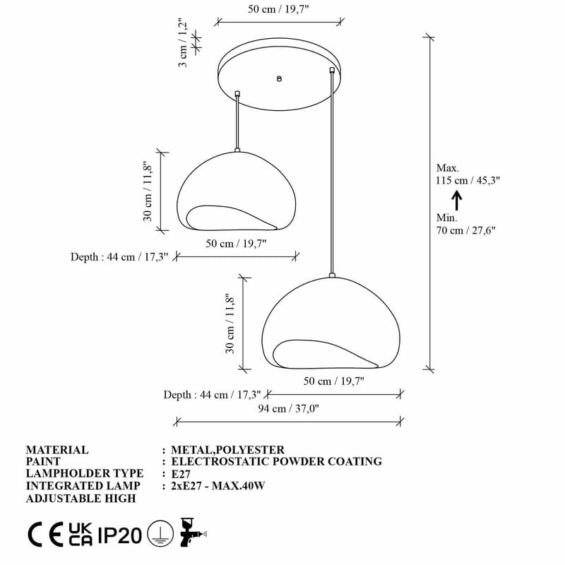 Cadros Pendellampa - Vit - Belysning & el - Inomhusbelysning & lampor - Taklampa & takbelysning - Kristallkrona & takkrona