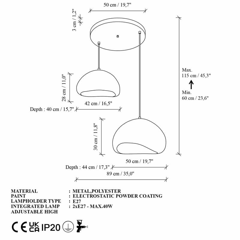 Cadros Pendellampa - Vit - Belysning & el - Inomhusbelysning & lampor - Taklampa & takbelysning - Kristallkrona & takkrona
