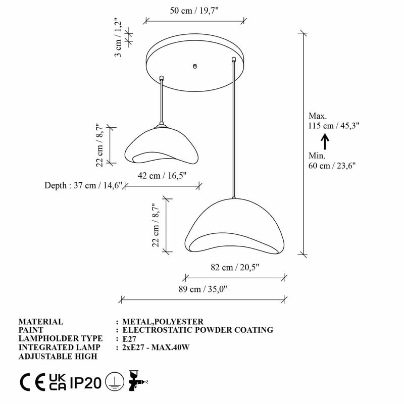 Dasina Pendellampa - Vit - Belysning & el - Inomhusbelysning & lampor - Taklampa & takbelysning - Kristallkrona & takkrona