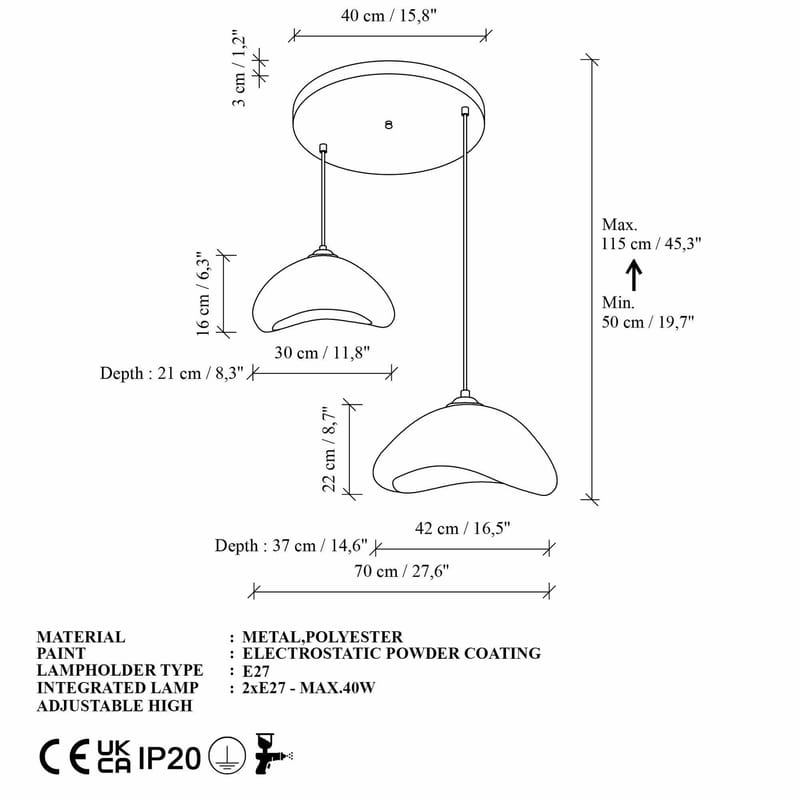 Dasina Pendellampa - Vit - Belysning & el - Inomhusbelysning & lampor - Taklampa & takbelysning - Kristallkrona & takkrona