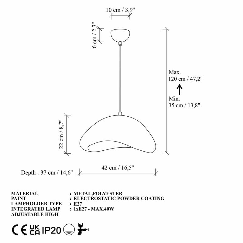 Dasina Pendellampa - Vit - Belysning & el - Inomhusbelysning & lampor - Taklampa & takbelysning - Kristallkrona & takkrona