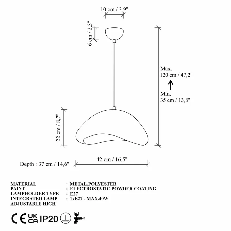 Dasina Pendellampa - Vit - Belysning & el - Inomhusbelysning & lampor - Taklampa & takbelysning - Kristallkrona & takkrona