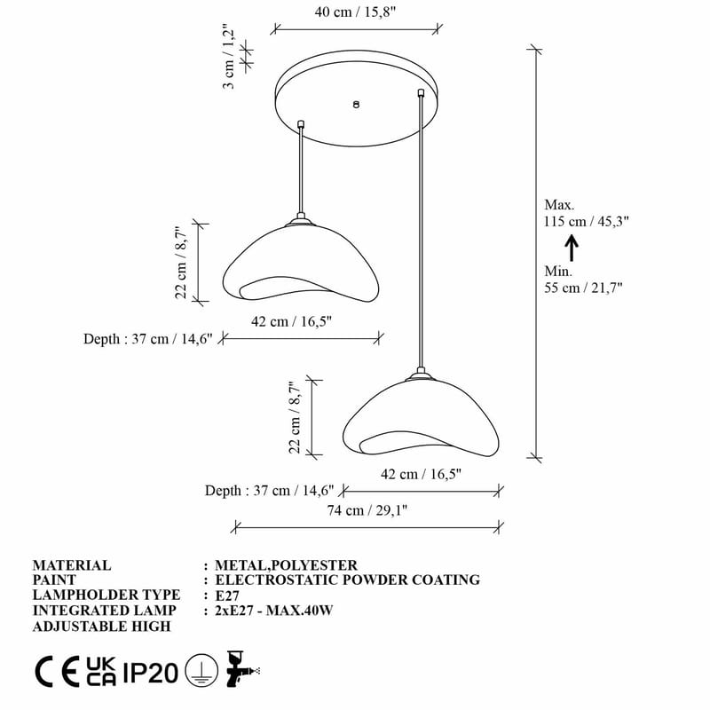 Dasina Pendellampa - Vit - Belysning & el - Inomhusbelysning & lampor - Taklampa & takbelysning - Kristallkrona & takkrona