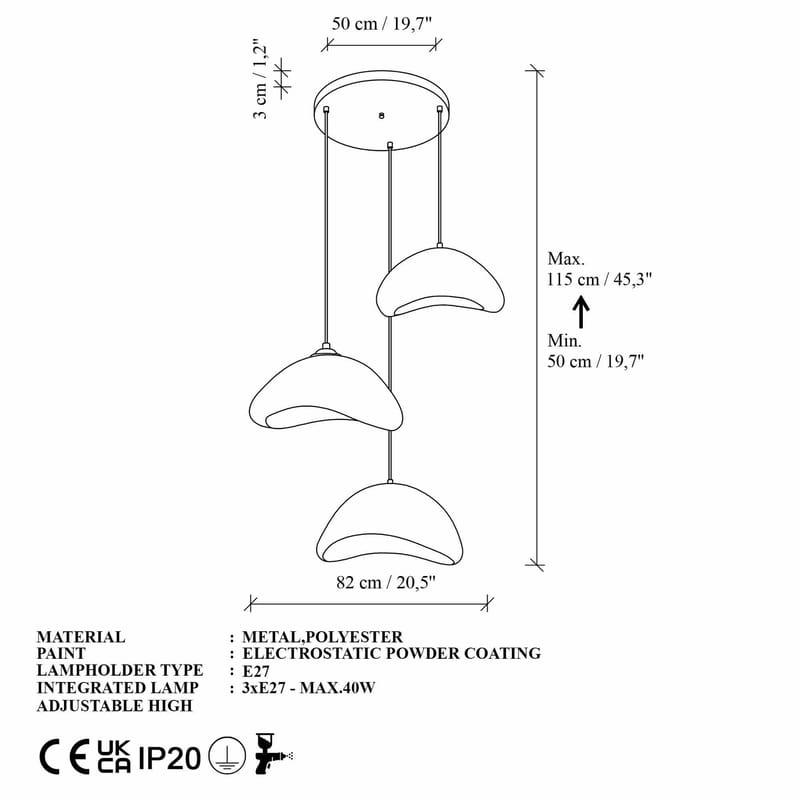 Dasina Pendellampa - Vit - Belysning & el - Inomhusbelysning & lampor - Taklampa & takbelysning - Kristallkrona & takkrona