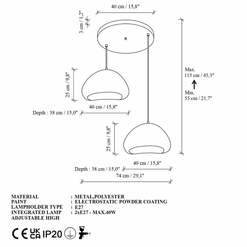 Kaolins Pendellampa - Vit - Belysning & el - Inomhusbelysning & lampor - Taklampa & takbelysning - Kristallkrona & takkrona