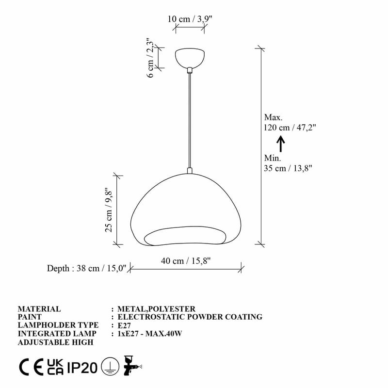 Kaolins Pendellampa - Vit - Belysning & el - Inomhusbelysning & lampor - Taklampa & takbelysning - Kristallkrona & takkrona