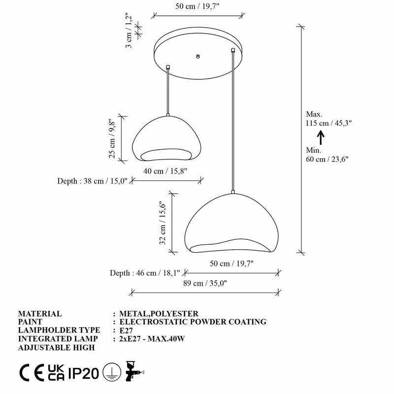 Kaolins Pendellampa - Vit - Belysning & el - Inomhusbelysning & lampor - Taklampa & takbelysning - Kristallkrona & takkrona