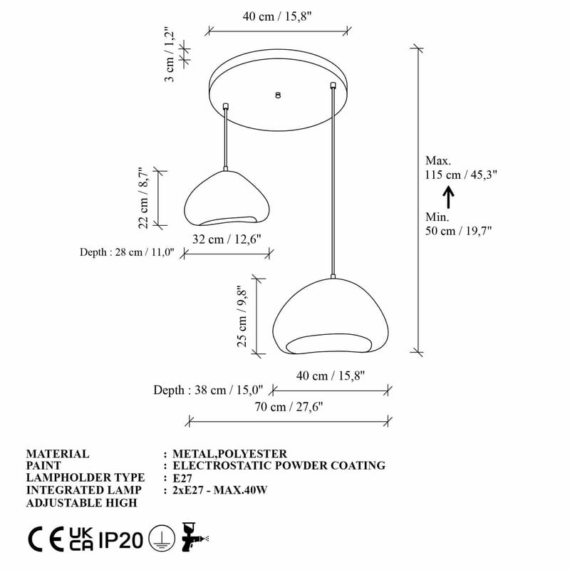 Kaolins Pendellampa - Vit - Belysning & el - Inomhusbelysning & lampor - Taklampa & takbelysning - Kristallkrona & takkrona