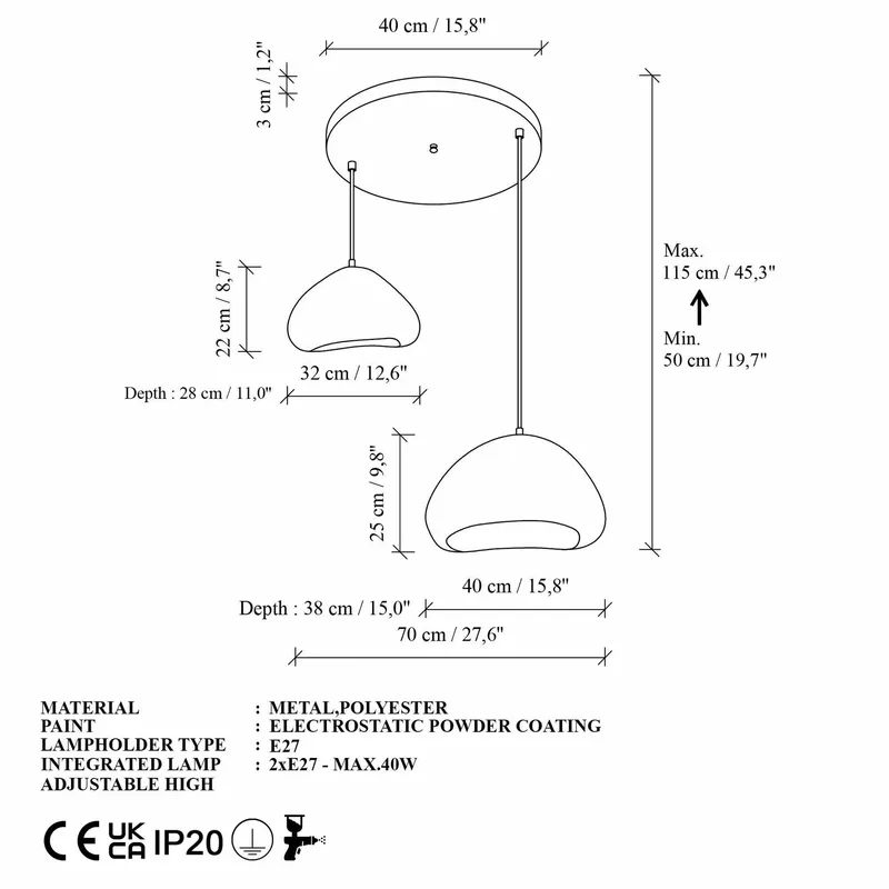 Kaolins Pendellampa - Vit - Belysning & el - Inomhusbelysning & lampor - Taklampa & takbelysning - Kristallkrona & takkrona