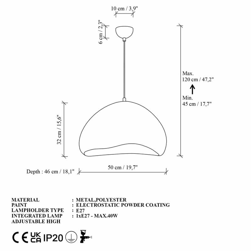 Kaolins Pendellampa - Vit - Belysning & el - Inomhusbelysning & lampor - Taklampa & takbelysning - Kristallkrona & takkrona