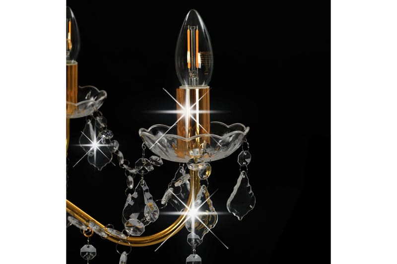 Takkrona med kristallpärlor guld rund 6xE14 - Guld - Kristallkrona & takkrona - Vardagsrumslampa - Sovrumslampa