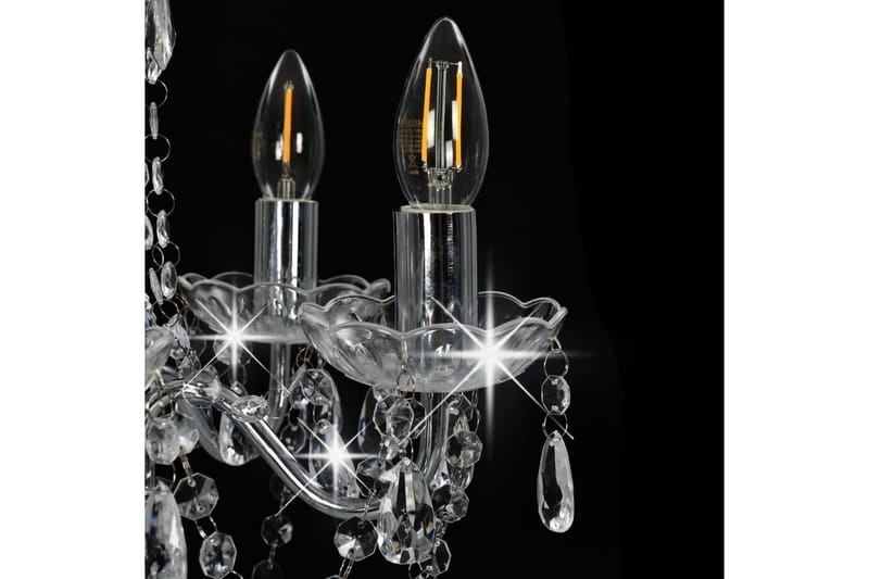 Takkrona med kristallpärlor silver rund 5xE14 - Silver - Kristallkrona & takkrona - Vardagsrumslampa - Sovrumslampa