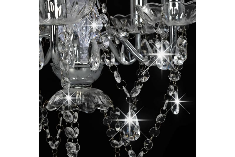 Takkrona med kristallpärlor silver rund 5xE14 - Silver - Belysning & el - Inomhusbelysning & lampor - Taklampa & takbelysning - Kristallkrona & takkrona