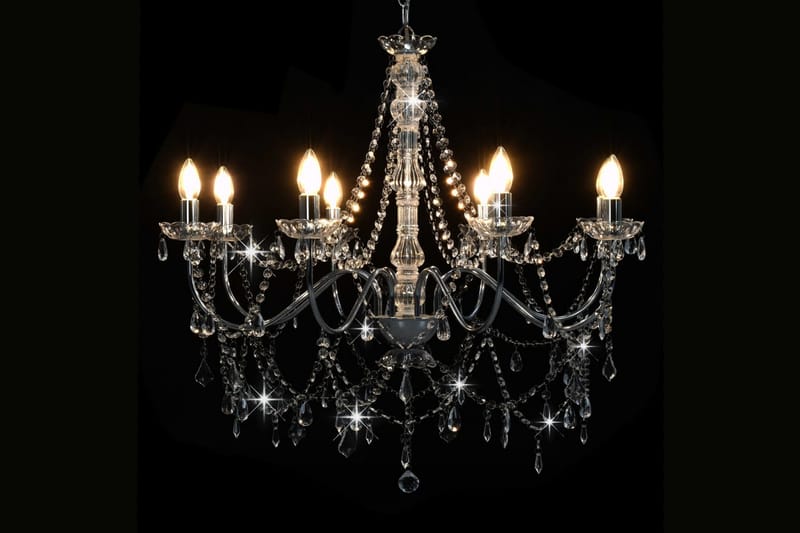 Takkrona med pärlor silver 8xE14-glödlampor - Silver - Belysning & el - Inomhusbelysning & lampor - Taklampa & takbelysning - Kristallkrona & takkrona