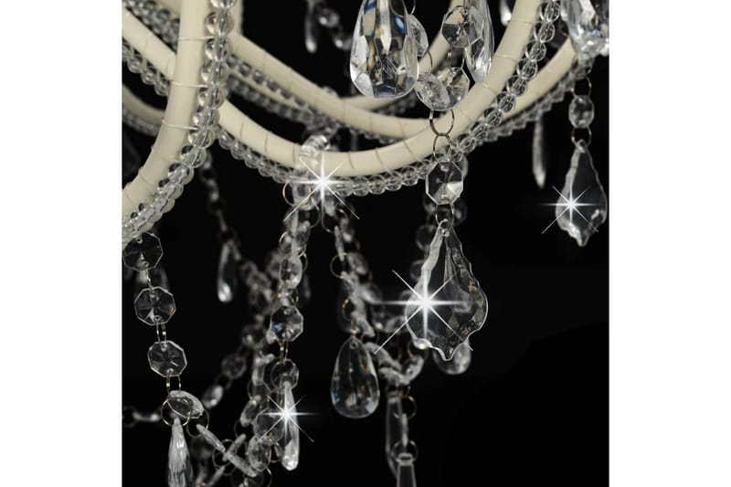 Takkrona med pärlor vit 12xE14-glödlampor - Vit - Kristallkrona & takkrona - Vardagsrumslampa - Sovrumslampa